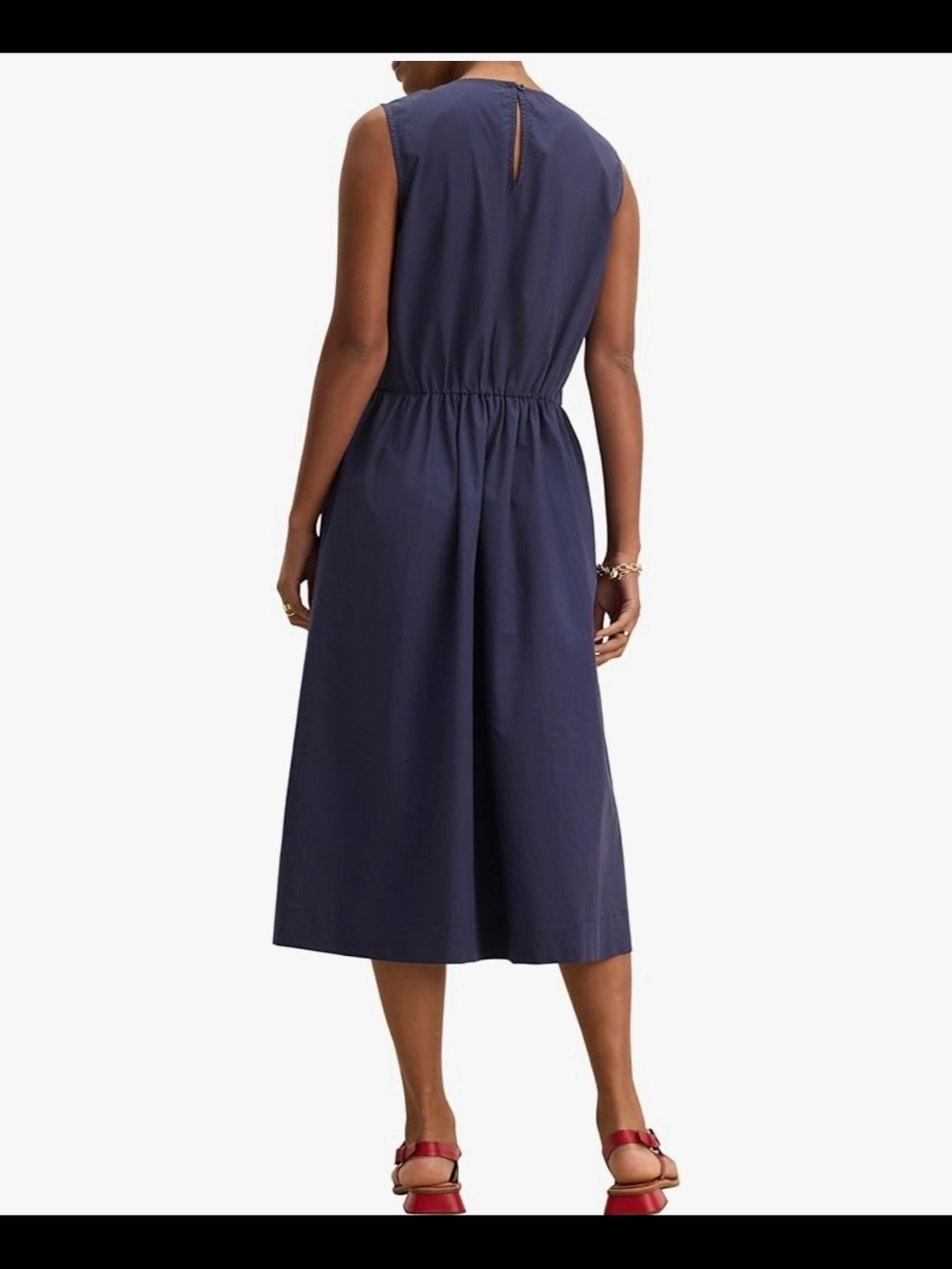 NWT Velvet by Graham & Spencer Masha Cotton Poplin Midi Dress M Blue Made USA - Picture 3 of 12
